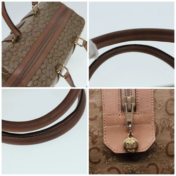 CELINE C Macadam Canvas Hand Bag PVC Leather Beige Auth 90593 - Picture 16 of 16